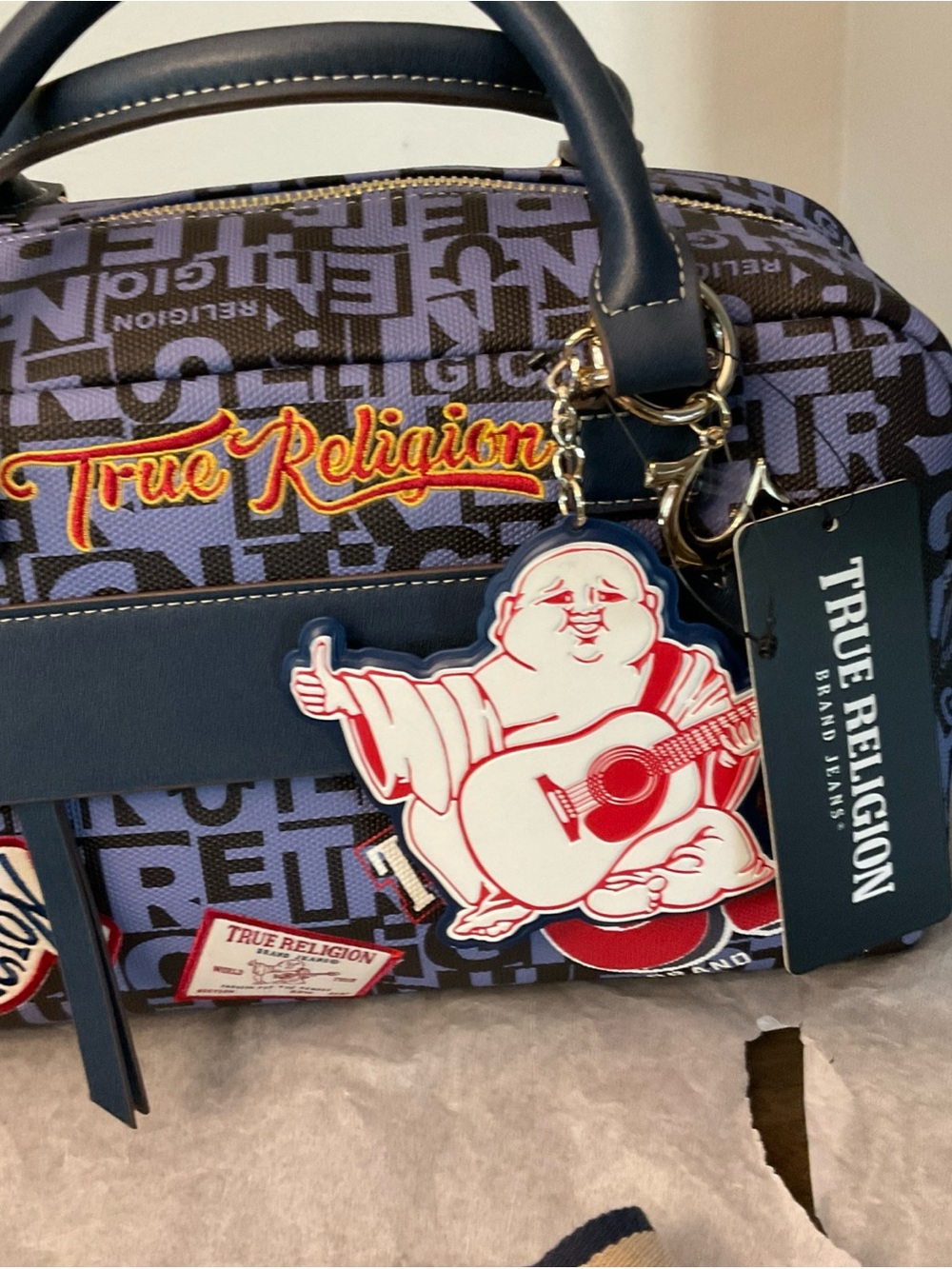 Women’s True Religion Multi Patch Logo Satchel And Crossbody Handbag NWT - Picture 4 of 11